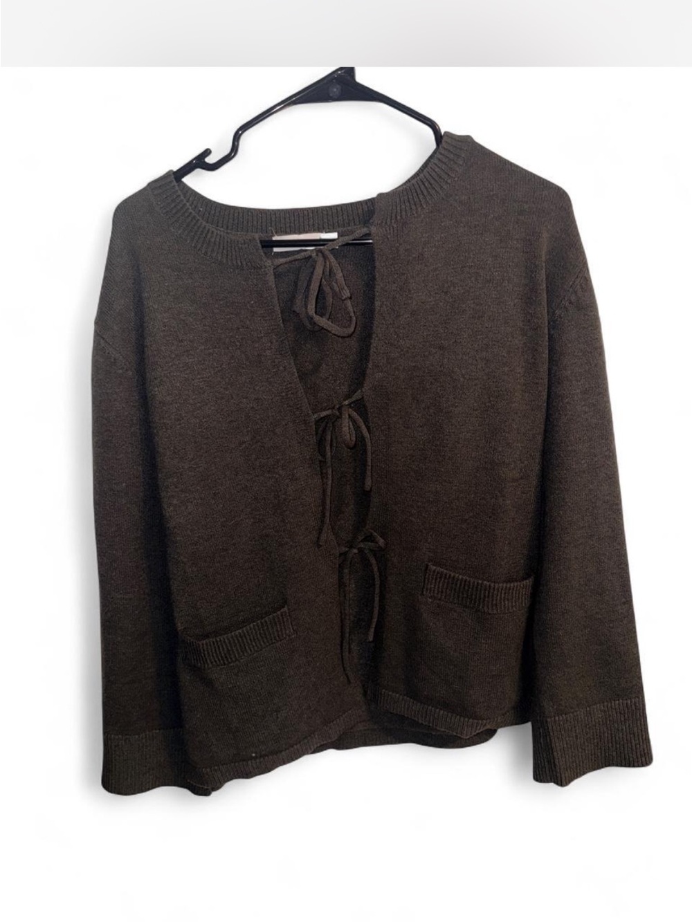 Mod Ref Dark Brown Tie-Front Cardigan Sweater